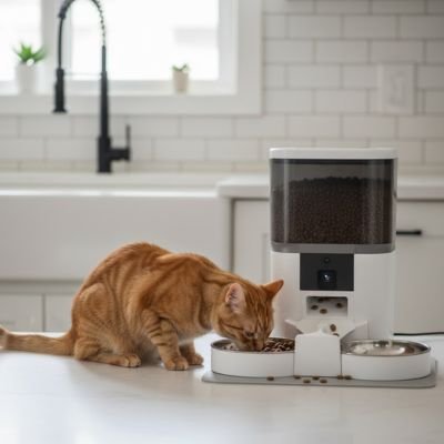 Distributeur de croquettes chat